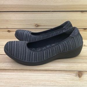 Skechers Stretch Fit Kiss-Secret Pump Wedge Black Gray Slip On SN 48881 Size 7